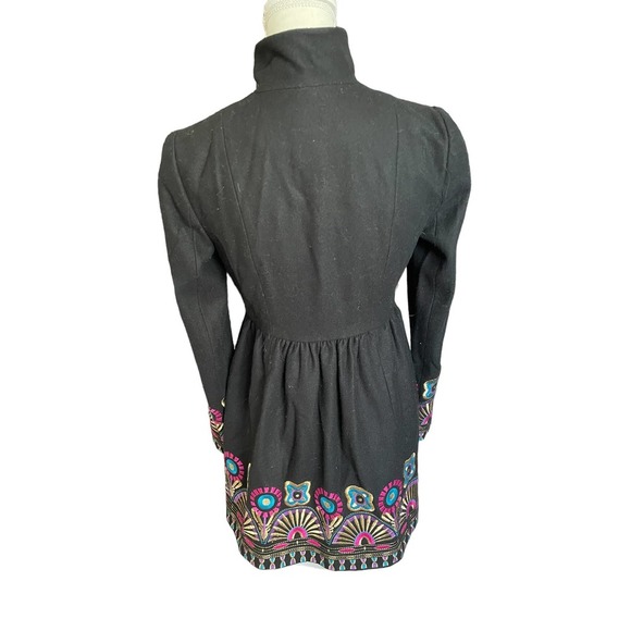Plenty by Tracy Reese Womens Embroidered Dress Coat Long Sleeve Size 2 Black - Picture 3 of 10